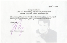 Patrick Swayze's Personal Copy of the Script for ''Ghost'' -- With COA From Lisa Niemi Swayze